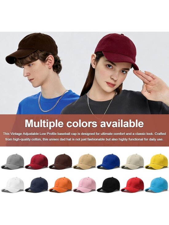 Unisex Wine Red Adjustable Low Profile Base Ball Cap Vintage Hat for Daily Use